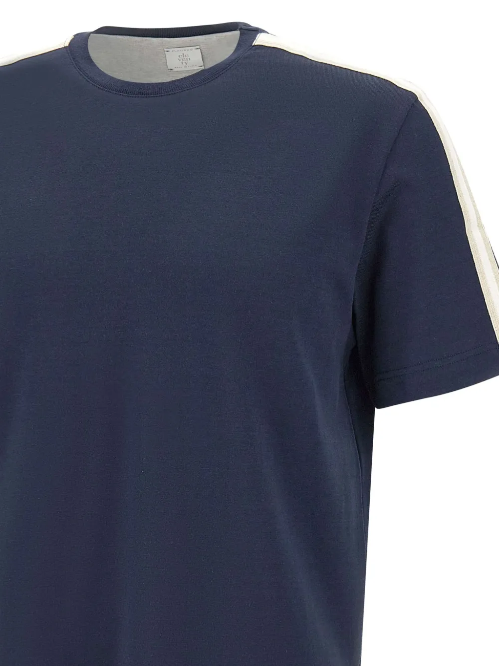 Eleventy T-shirt met zijstreep Blauw