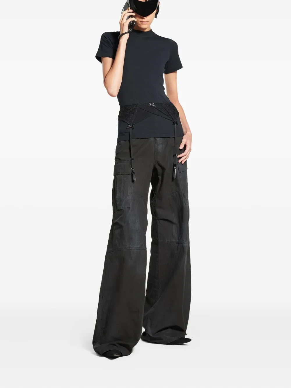 Balenciaga Top met afwerking van kant Zwart