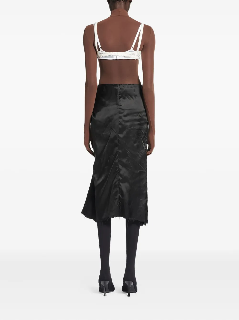 Balenciaga Gedrapeerde midi-rok met gerafelde rand Zwart