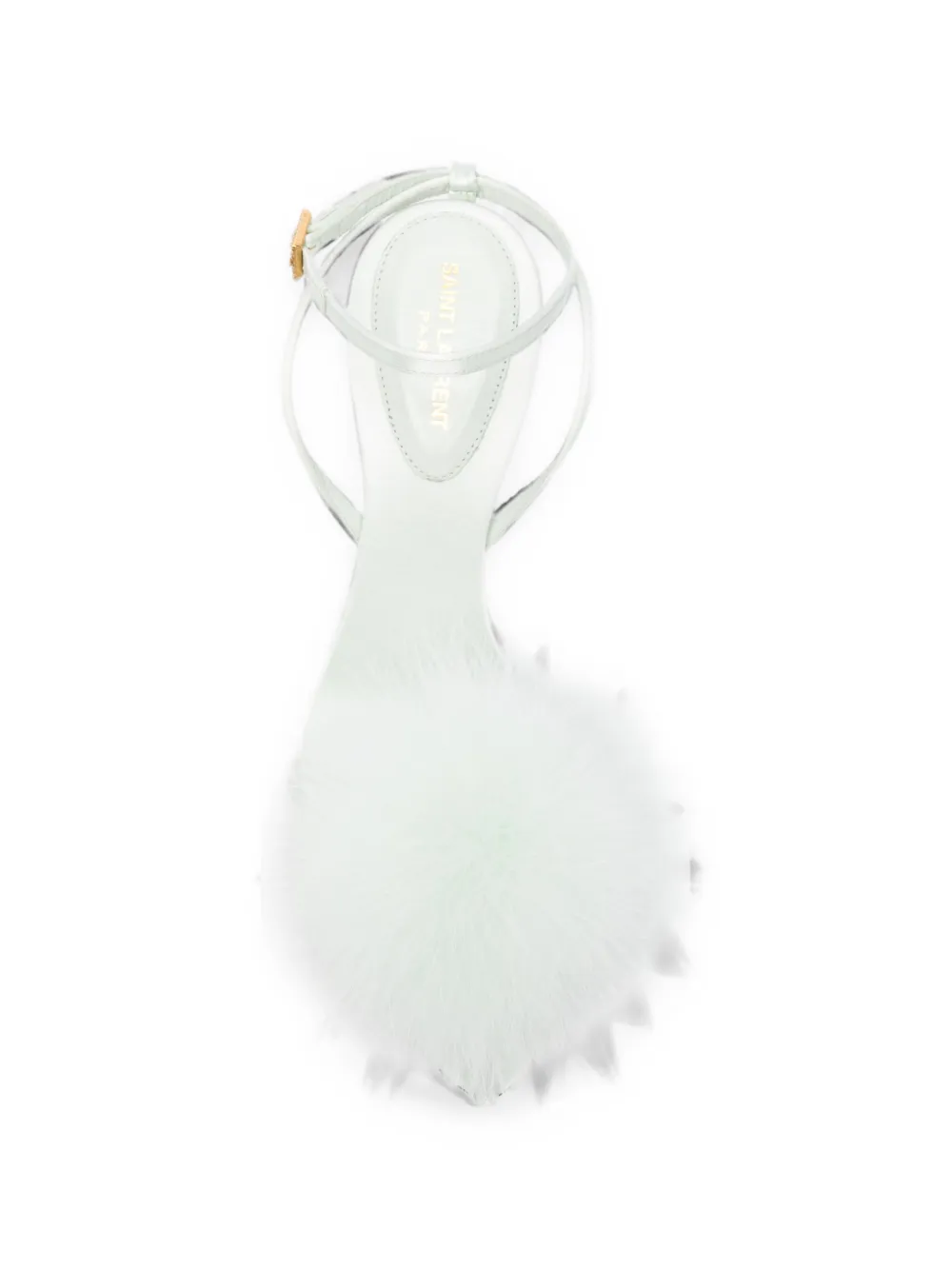 Saint Laurent feather-trim buckle-fastening heeled sandals Groen