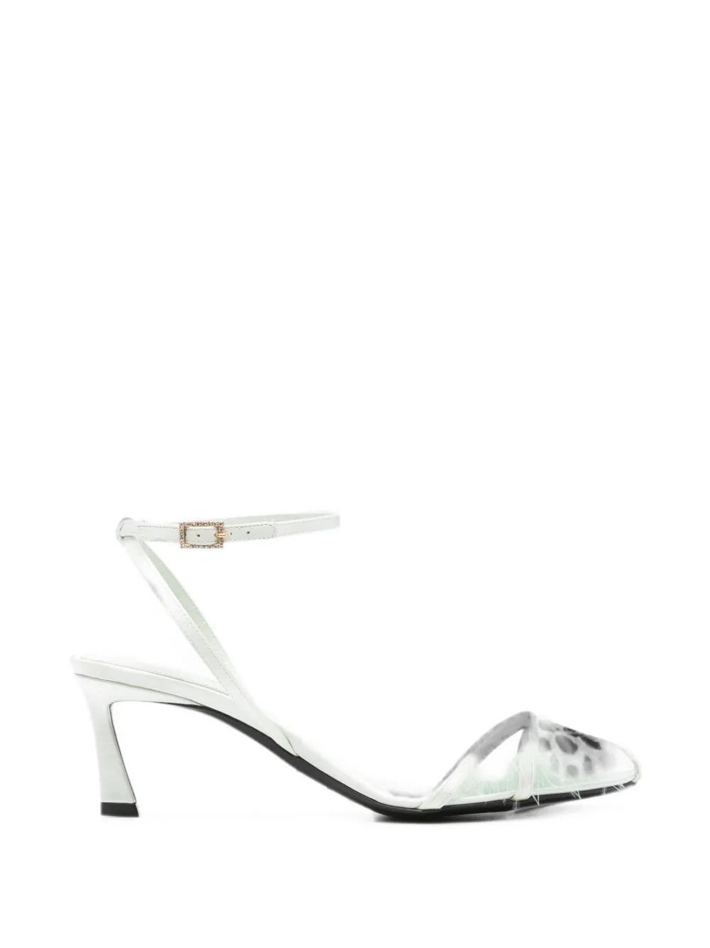 Saint Laurent Feather-trim Buckle-fastening Heeled Sandals In White