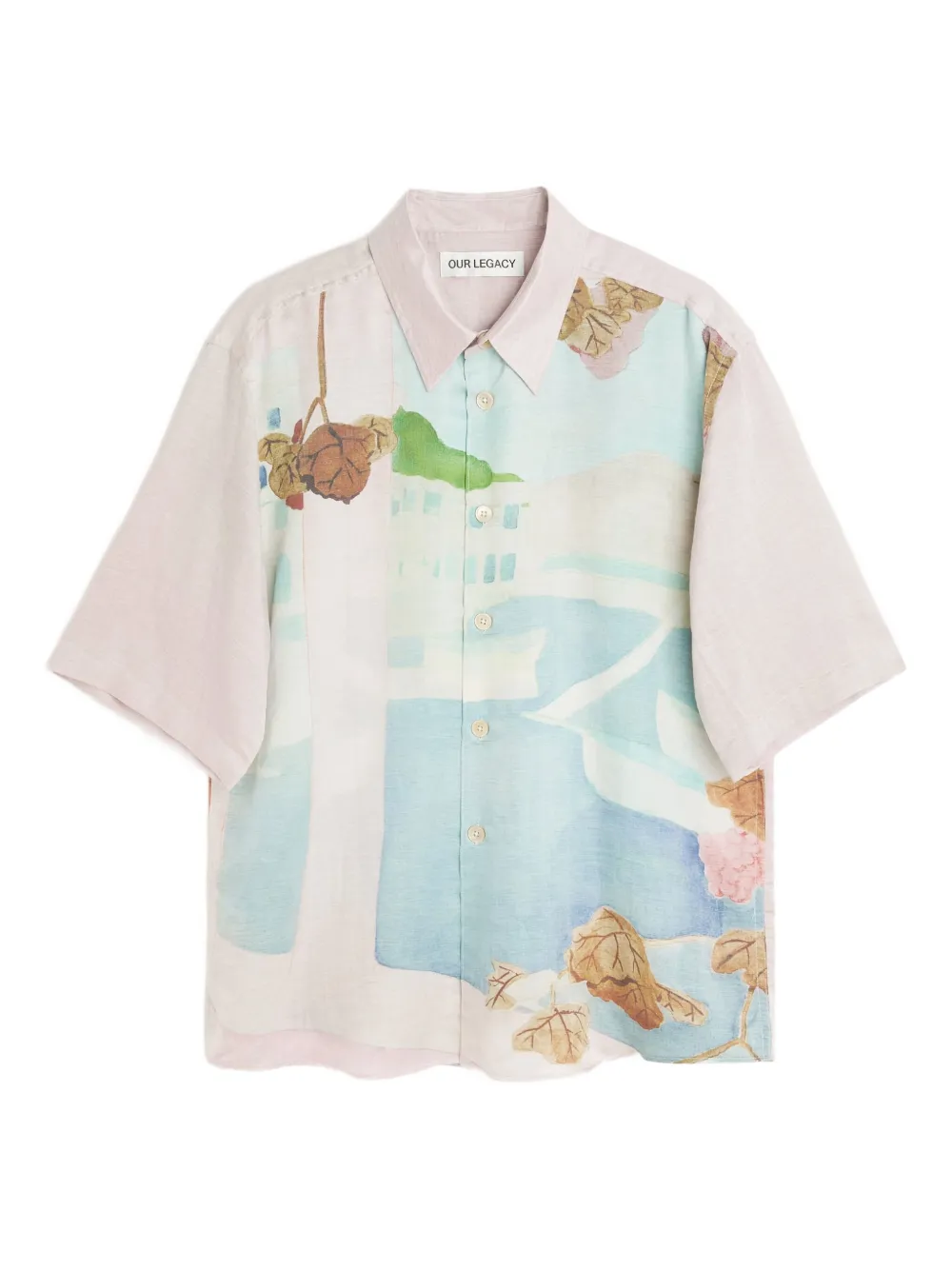 OUR LEGACY Beyond overhemd met grafische print en korte mouwen Roze