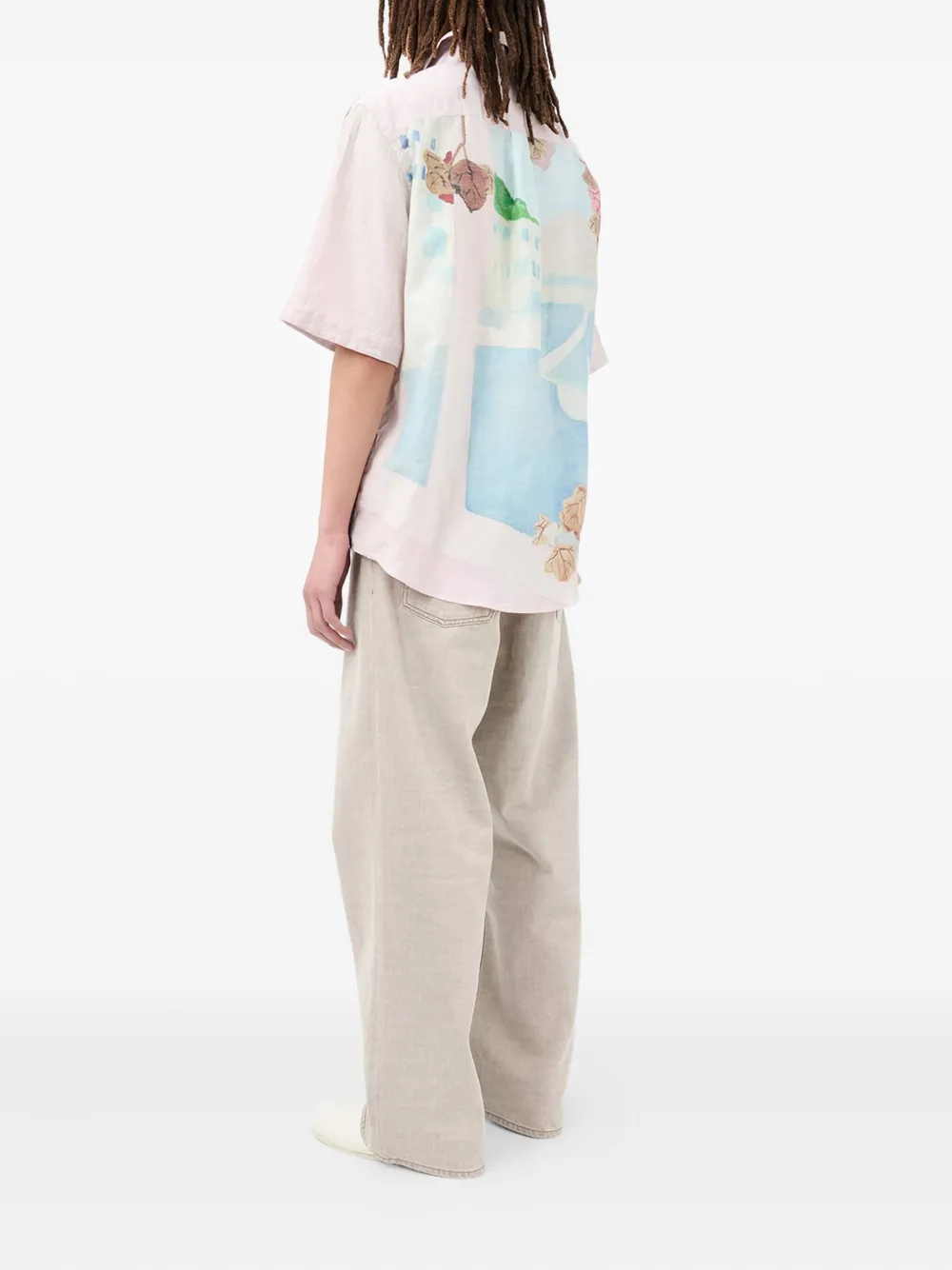 OUR LEGACY Beyond overhemd met grafische print en korte mouwen Roze
