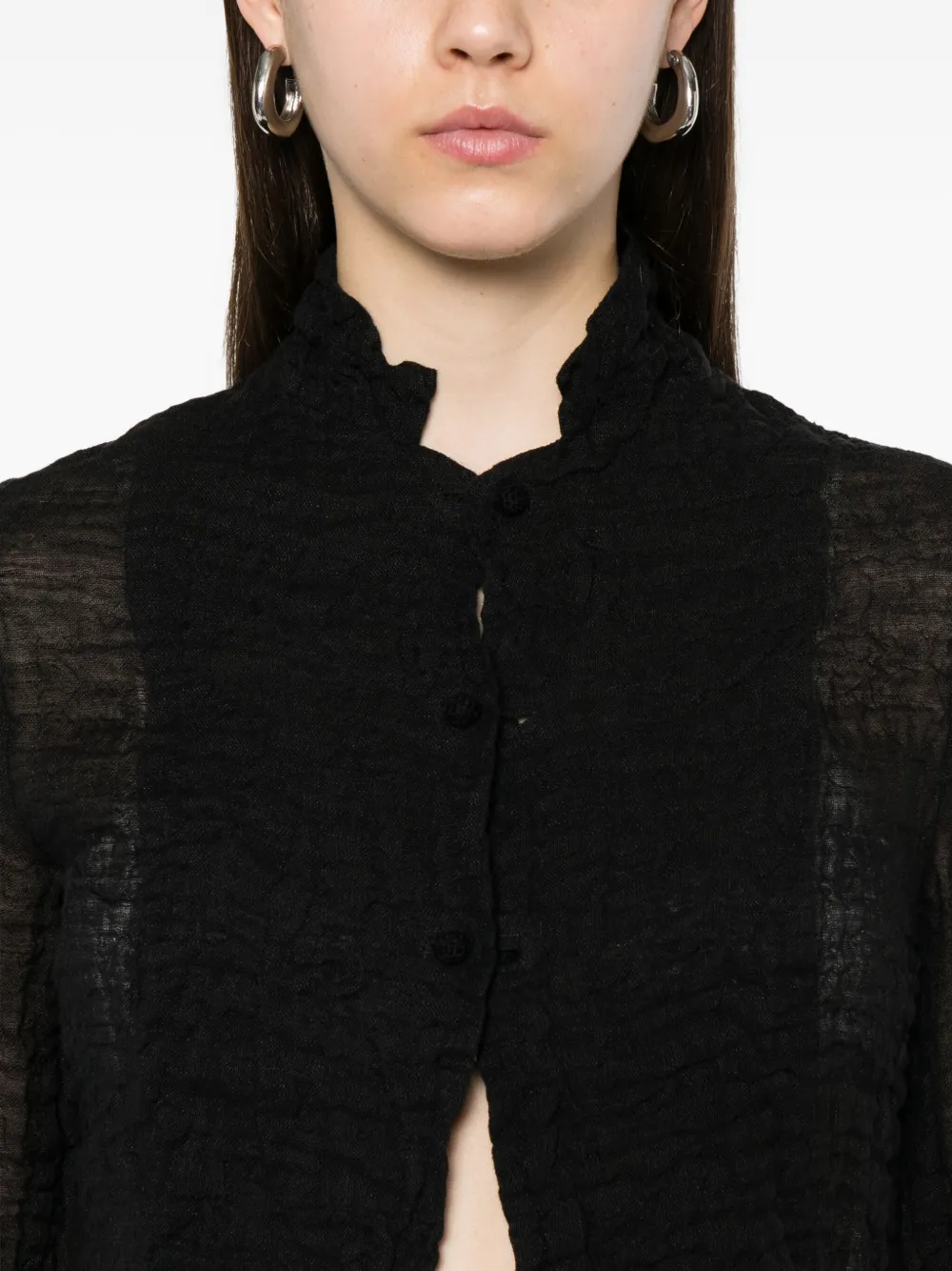 Daniela Gregis Textured Button-front Jacket In Black