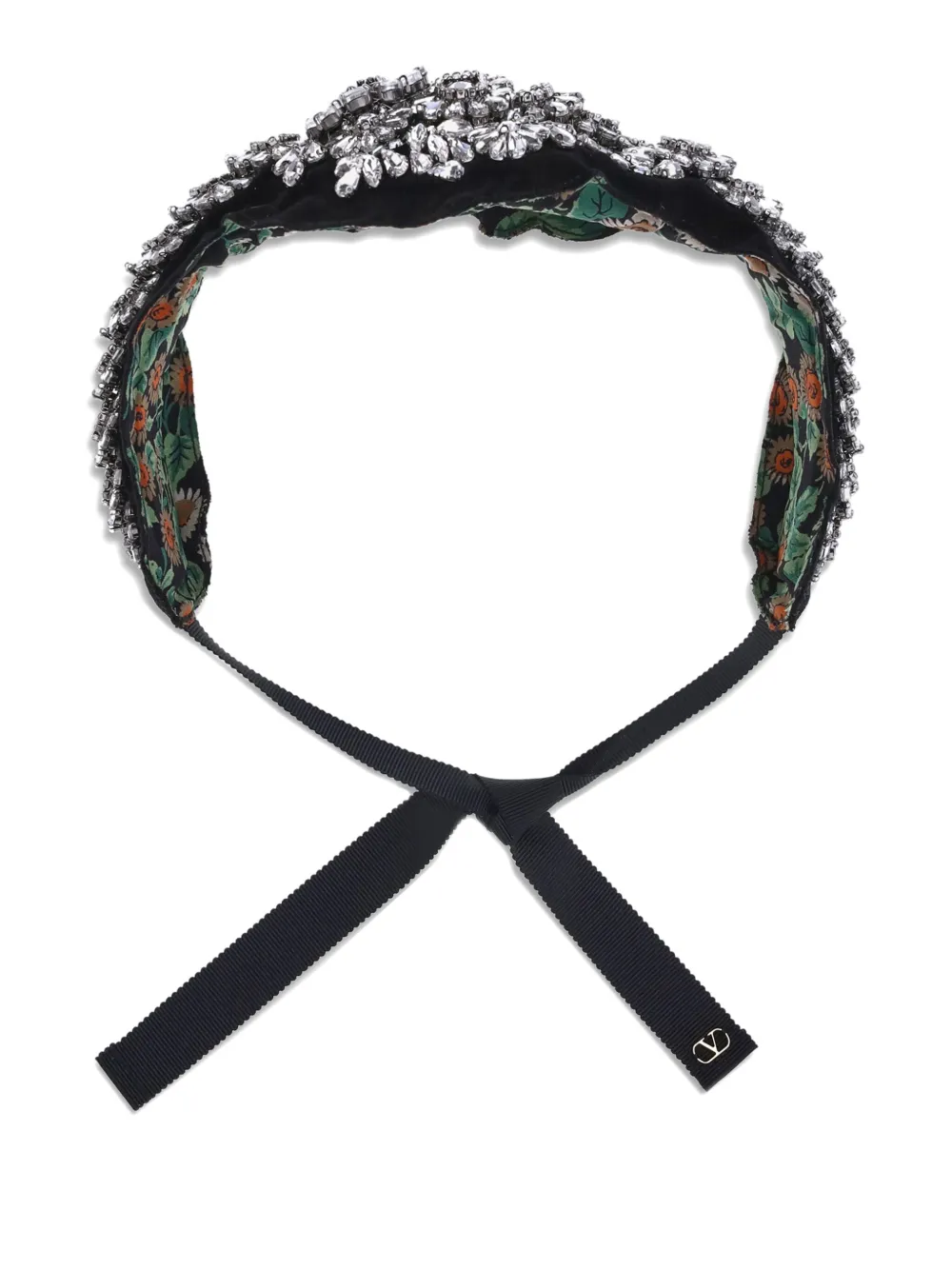 Valentino Garavani rhinestone-embellished velvet necklace - Zwart