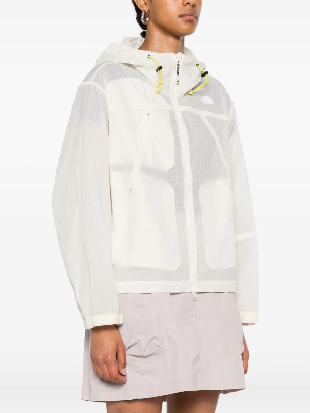 The North Face hooded zip-up windbreaker jacket Beige