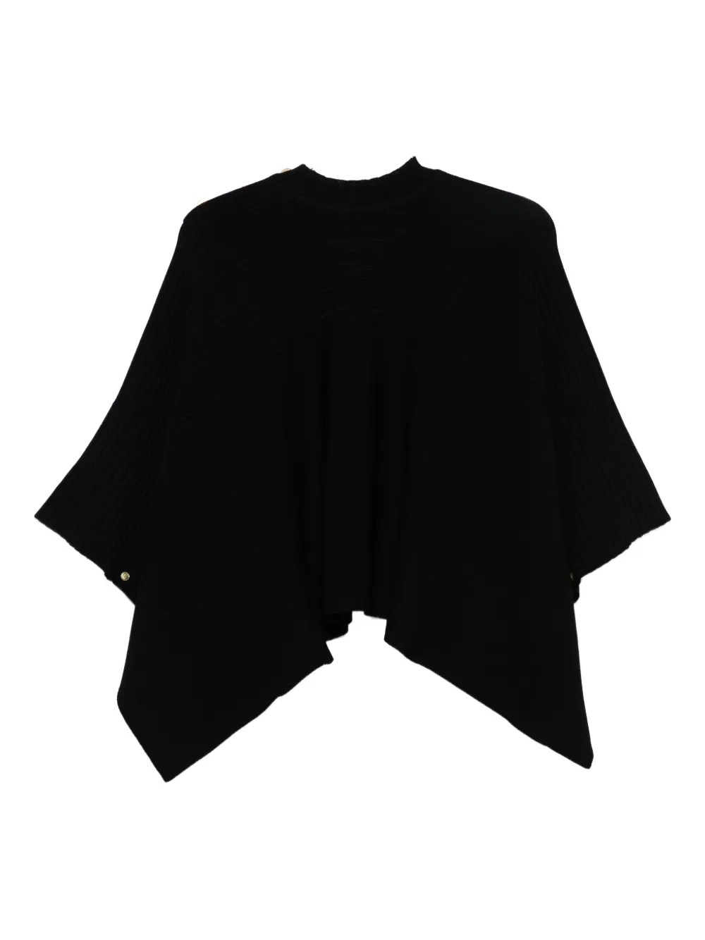 Karl Lagerfeld Geribbelde poncho met knoopsluiting Zwart