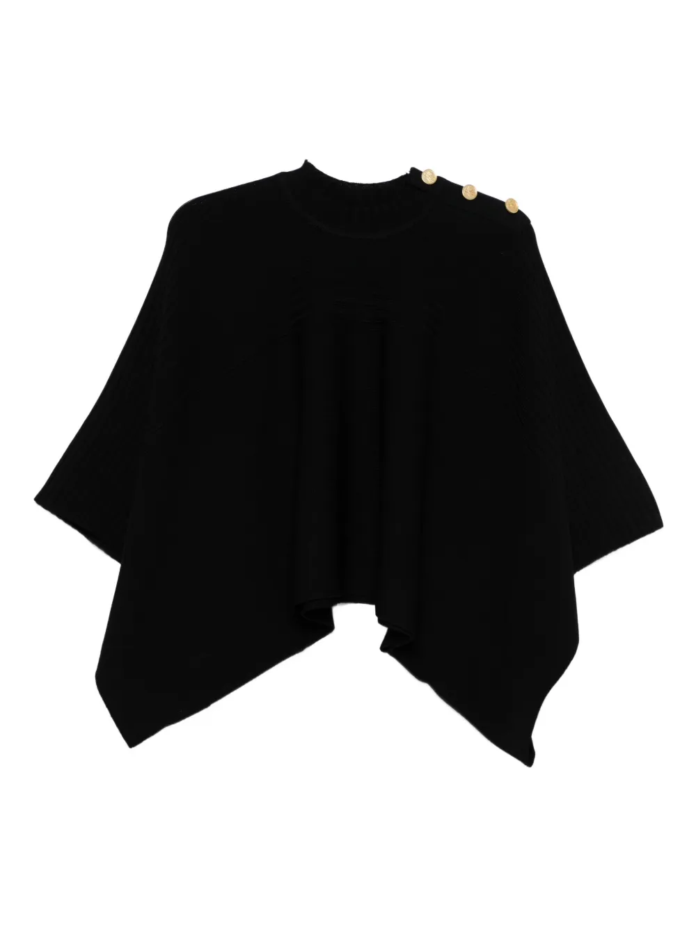 Karl Lagerfeld Geribbelde poncho met knoopsluiting Zwart