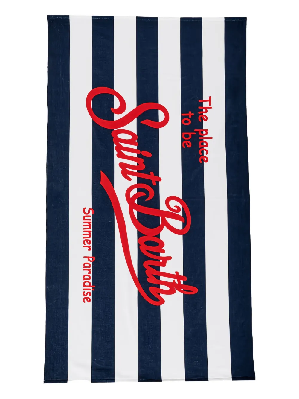 MC2 Saint Barth striped logo-print beach towel Blauw