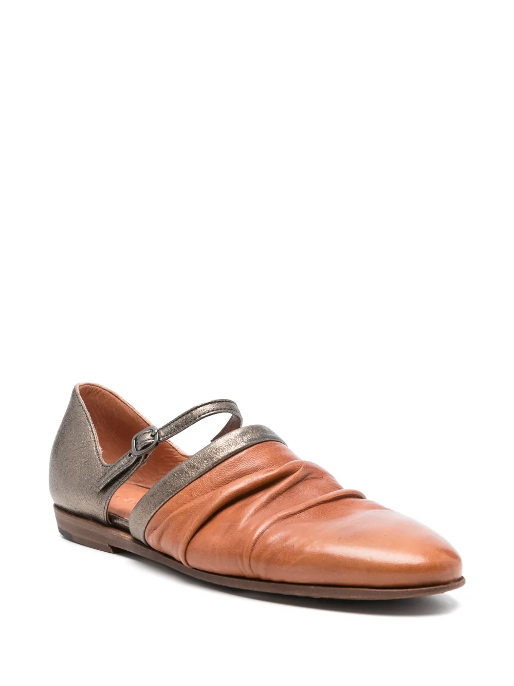 Pantanetti metallic ballet flats Brown