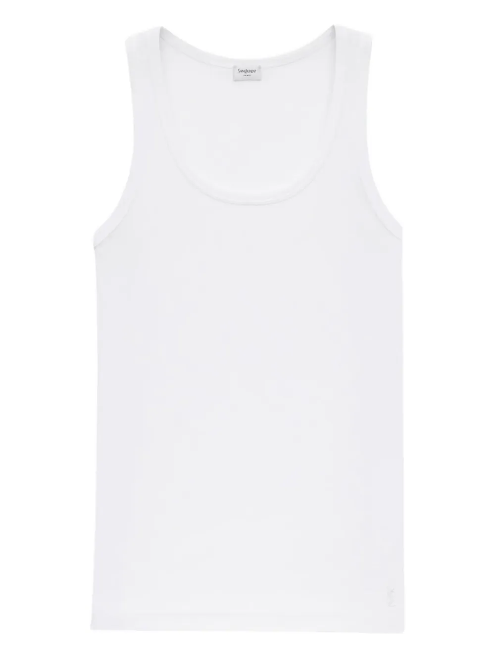 Saint Laurent Cotton Ribbed Tank Top In White