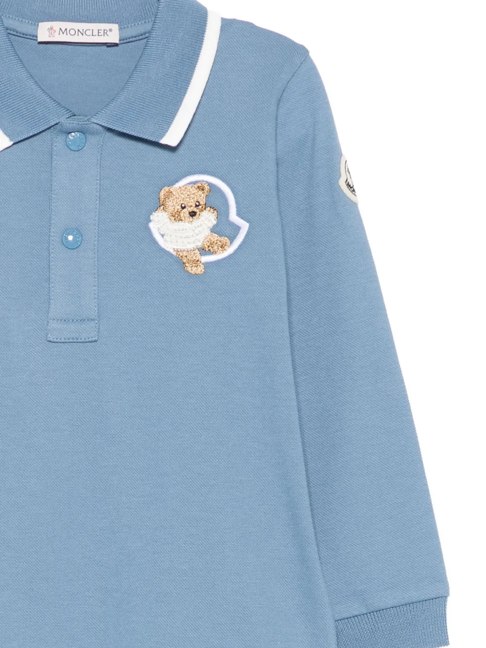 Moncler Enfant Poloshirt met teddybeer-applicatie en lange mouwen Blauw