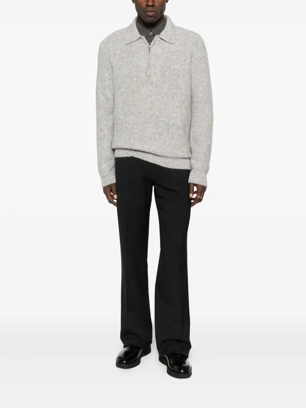 NN07 Alfie zip-neck polo shirt - Grijs