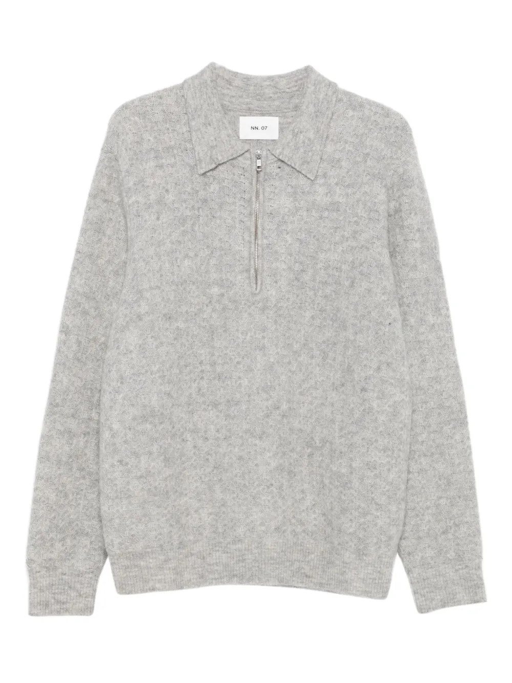 NN07 Alfie zip-neck polo shirt | Grey | Image 1
