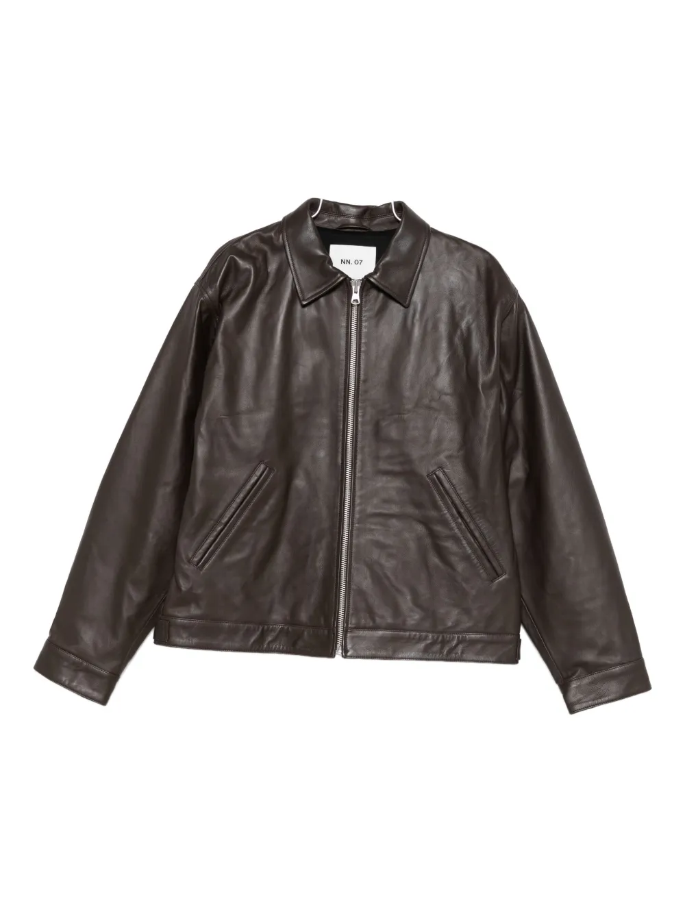 NN07 zip-front welt-pocket leather jacket | Brown | Image 1