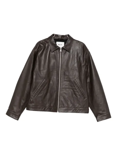 NN07 zip-front welt-pocket leather jacket