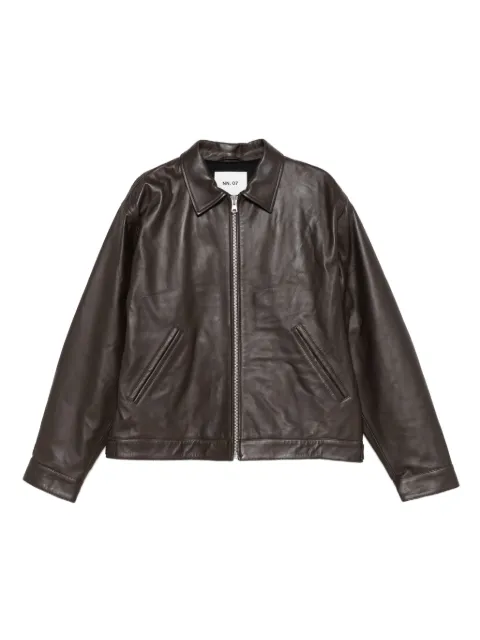 NN07 zip-front welt-pocket leather jacket