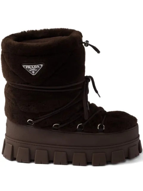 Prada faux-fur lace-up ankle boots
