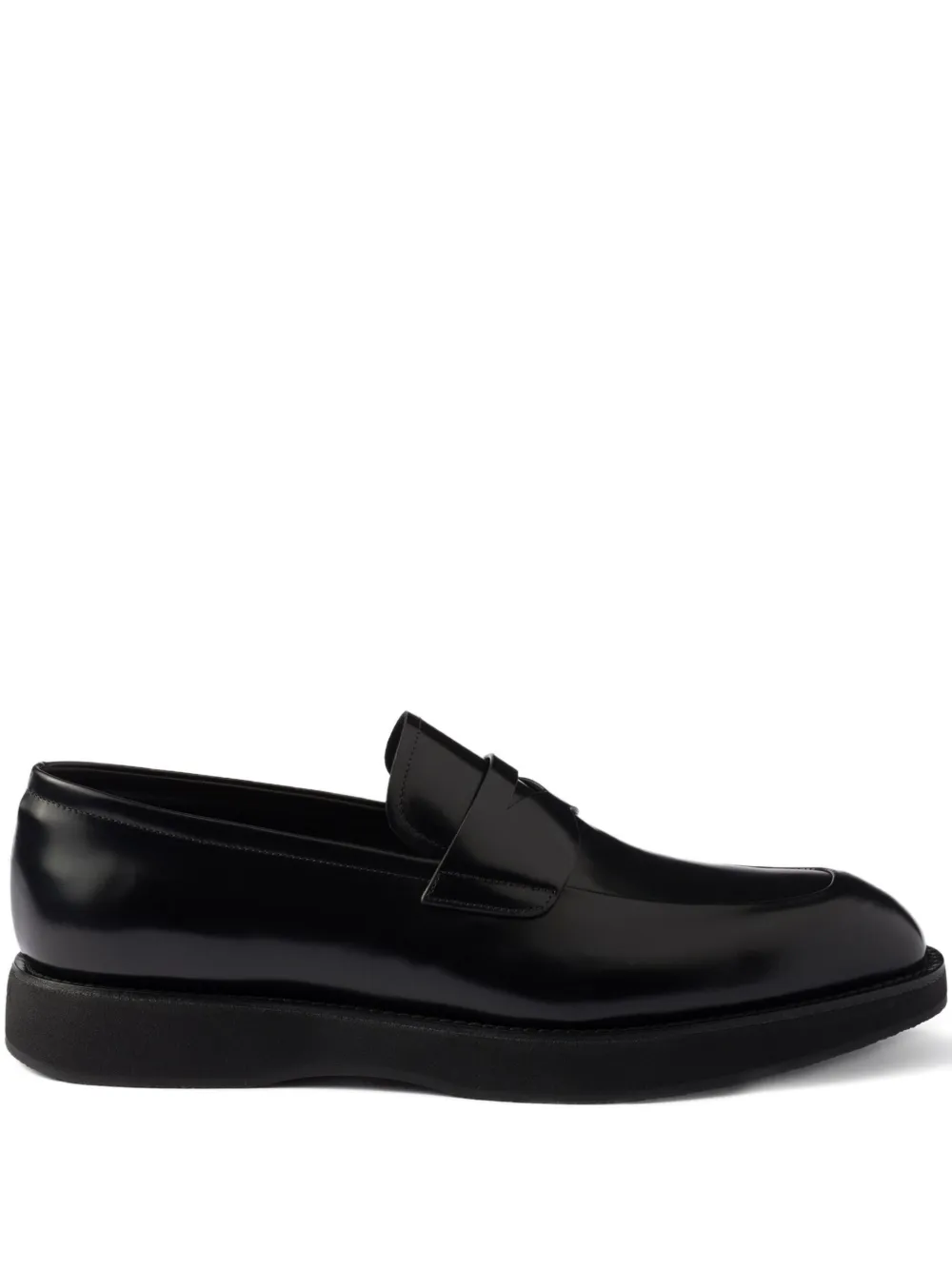 Prada leather penny loafers Black