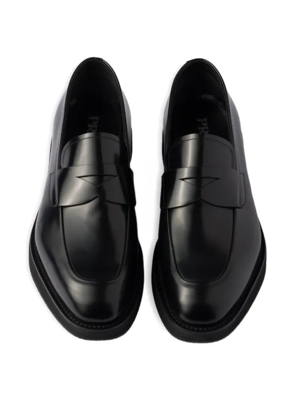 Prada Leather Penny Loafers Black FARFETCH UK