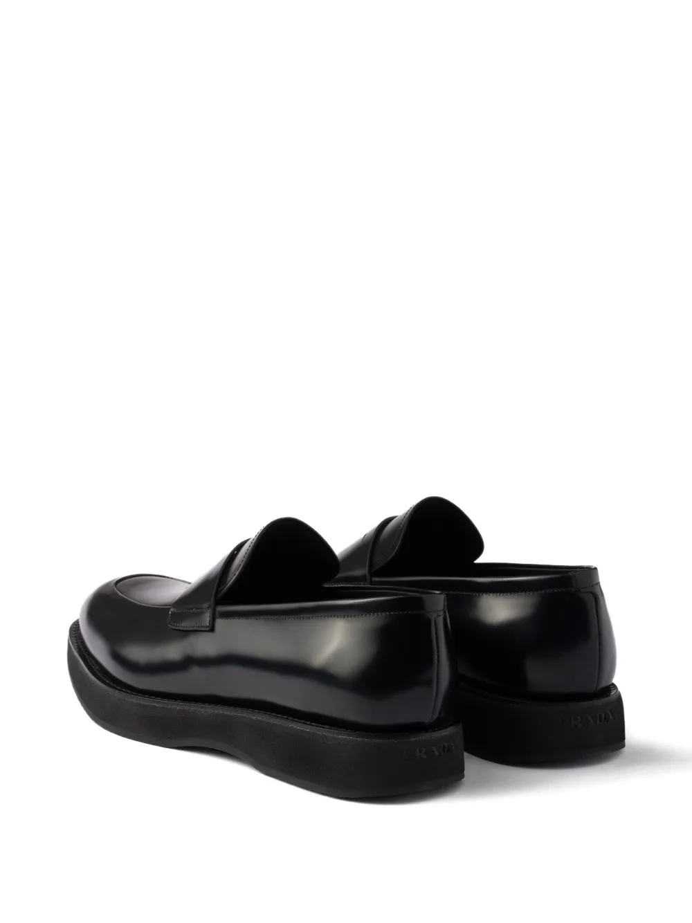 Prada leather penny loafers Black