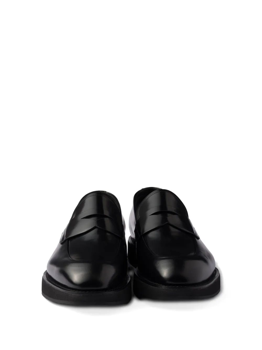 Prada leather penny loafers Black