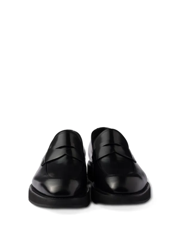 Prada Leather Penny Loafers | Black | FARFETCH CA