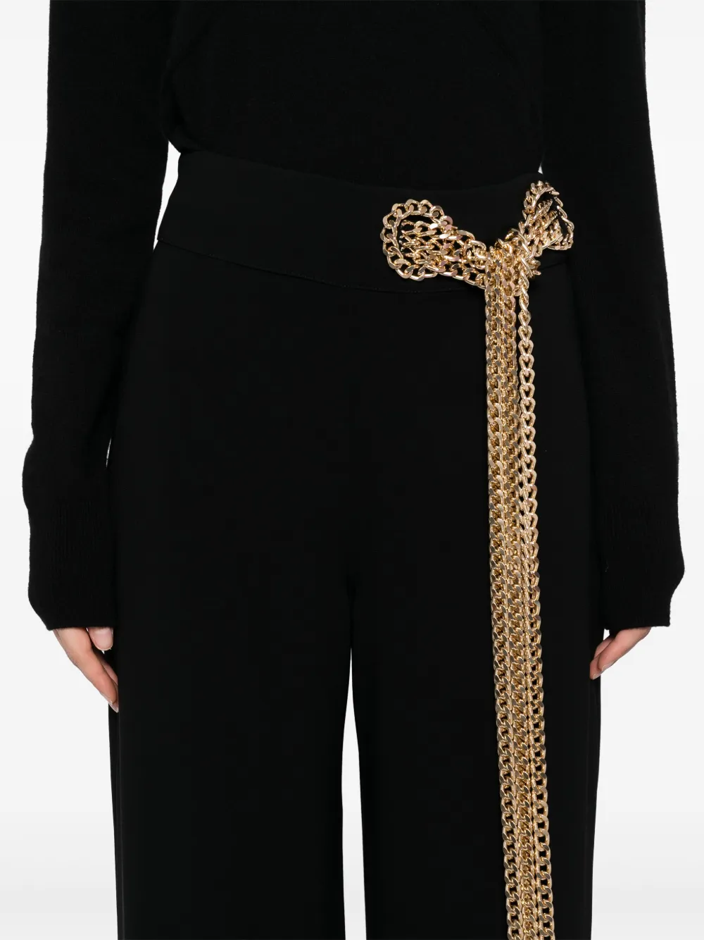 Isabel Sanchis Palazzo broek met kettingdetail BLACK