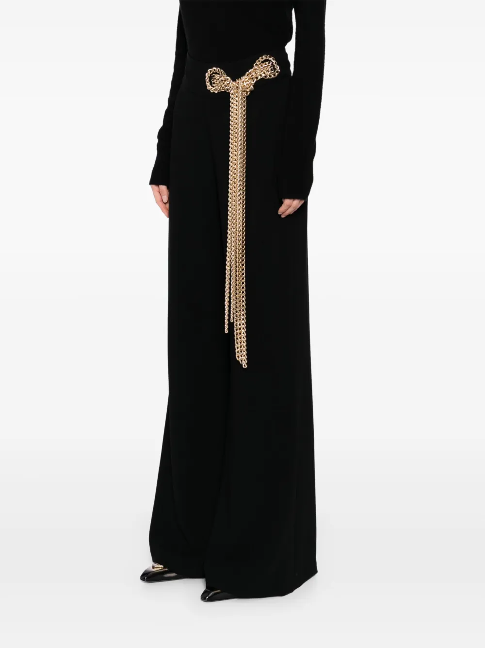 Isabel Sanchis Palazzo broek met kettingdetail BLACK