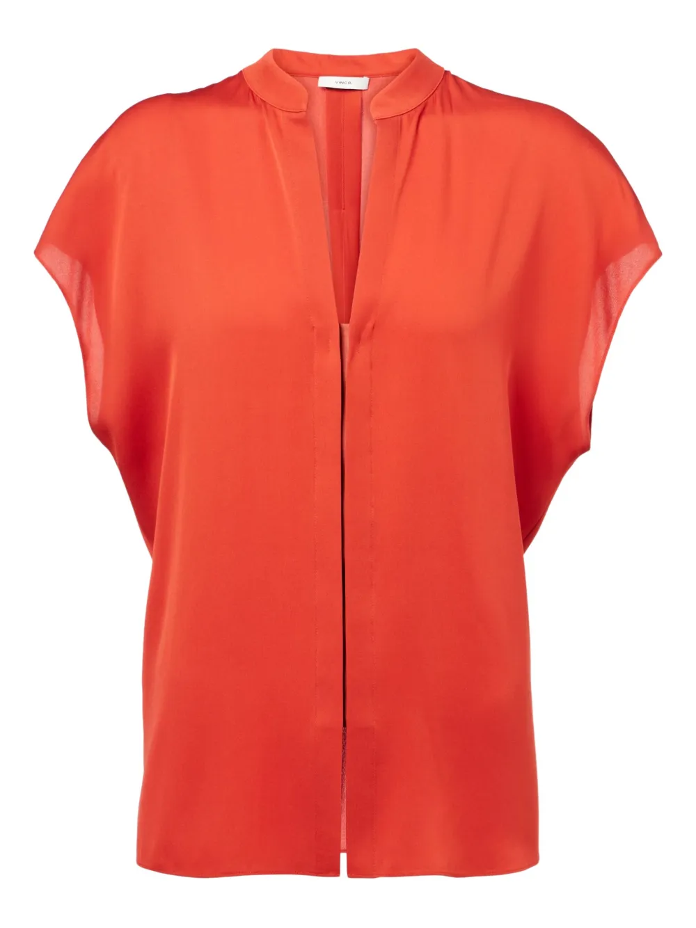 Vince cap-sleeve placket blouse Rood