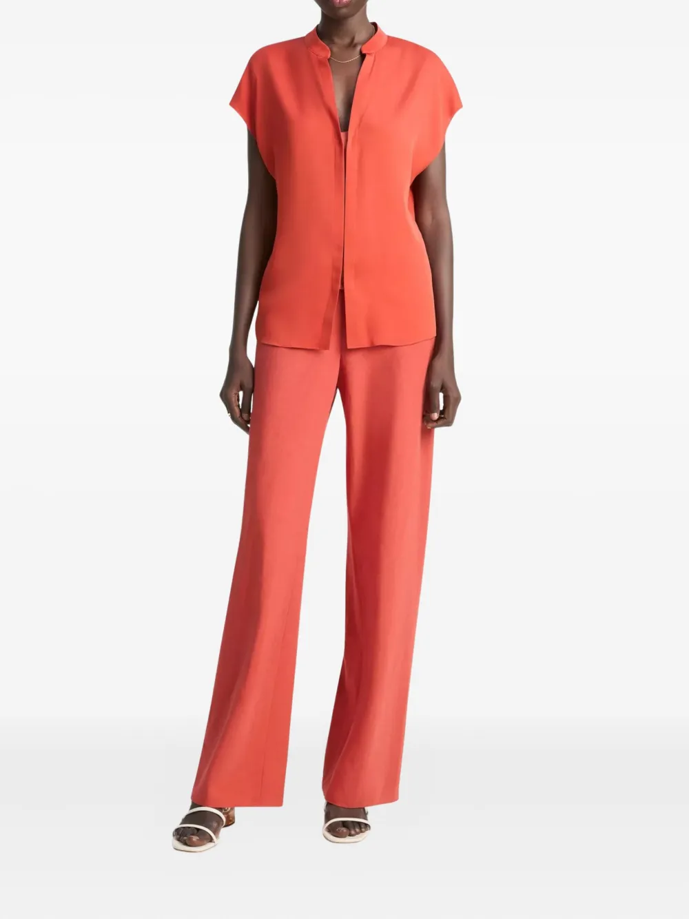 Vince cap-sleeve placket blouse - Rood