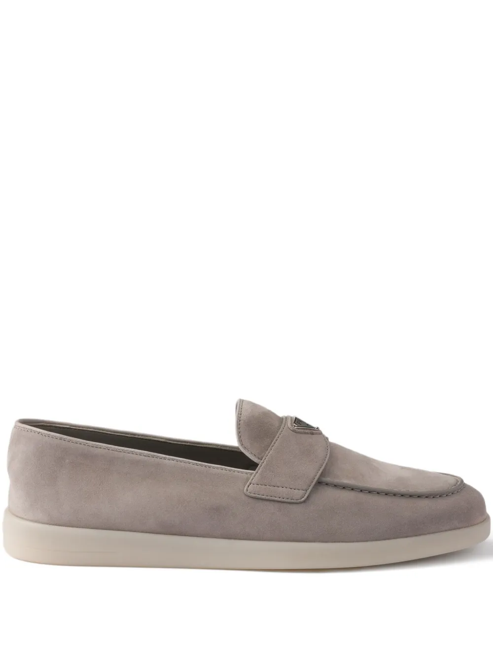 Prada triangle-logo suede loafers Grey