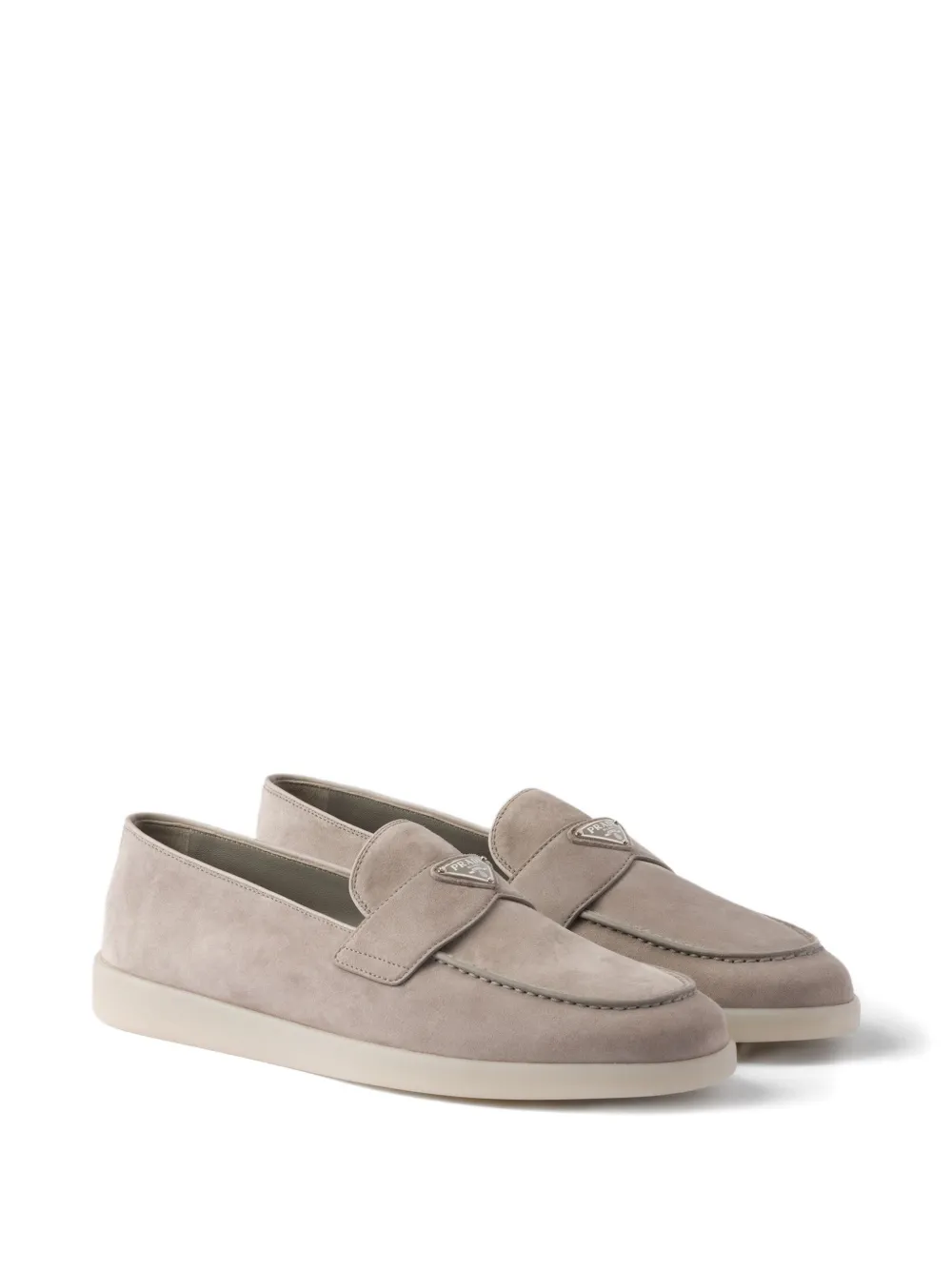 Prada triangle-logo suede loafers Grey