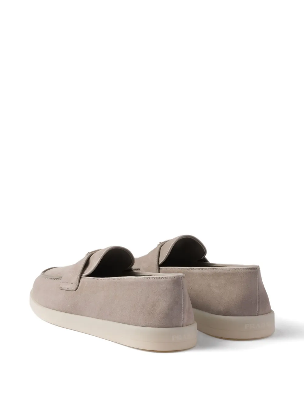 Prada triangle-logo suede loafers Grey