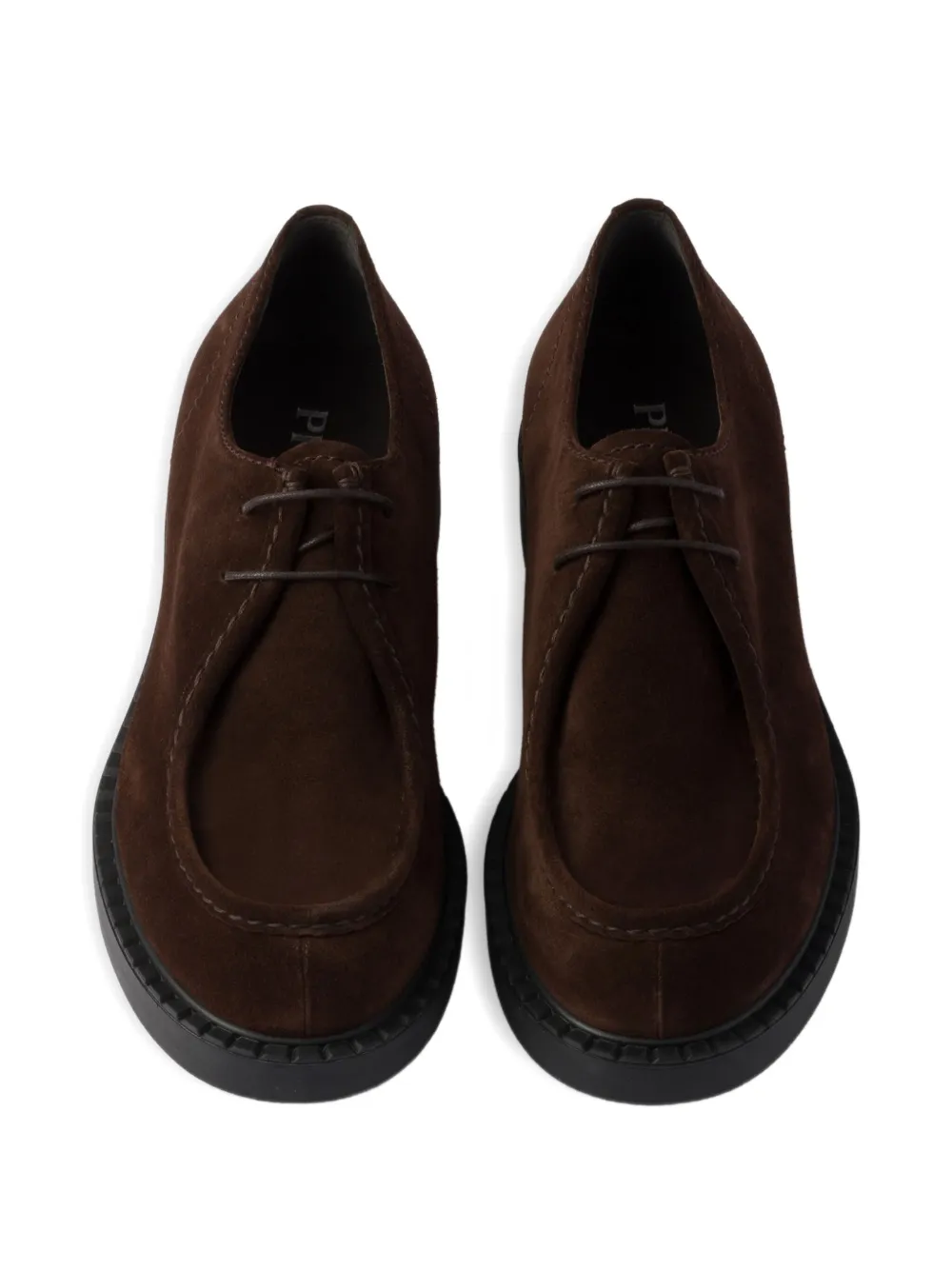 Prada Chocolate Suede Lace-up Shoes In Brown