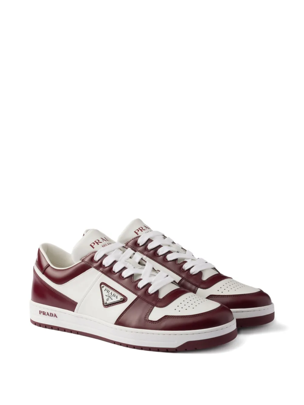 Prada Downtown leren sneakers met vlakken Rood
