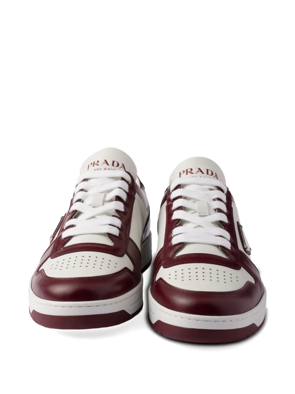 Prada Downtown leren sneakers met vlakken Rood