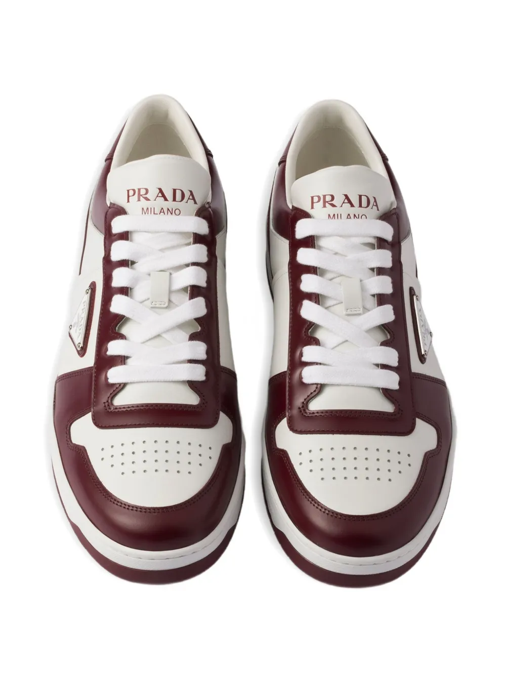Prada Downtown leren sneakers met vlakken Rood