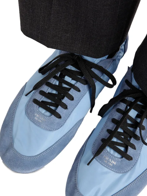 Prada Collapse suede-trimmed Sneakers | Blue | FARFETCH