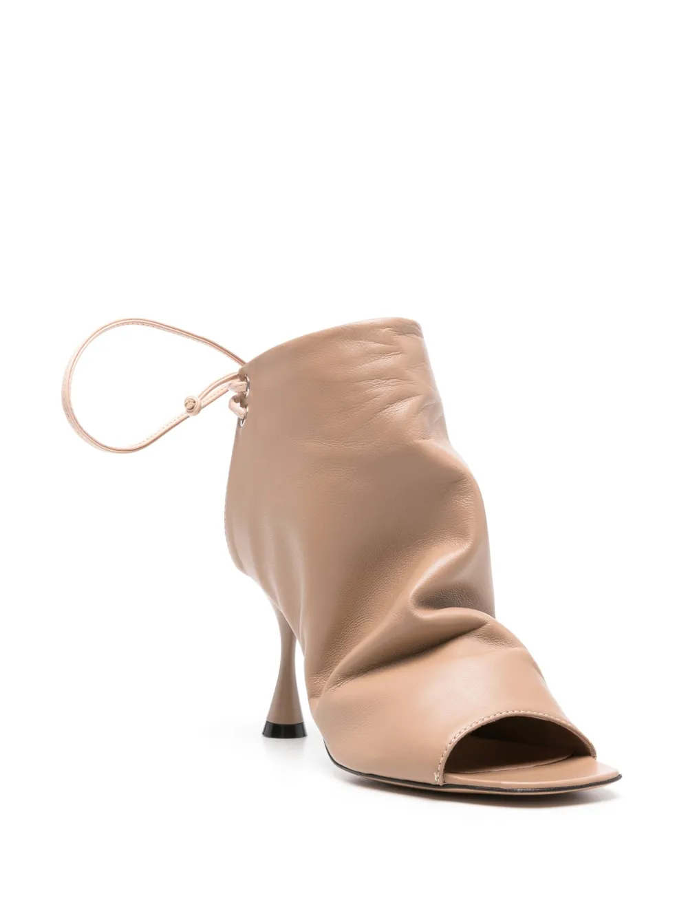 Marc Ellis 85mm leather ankle boots Beige