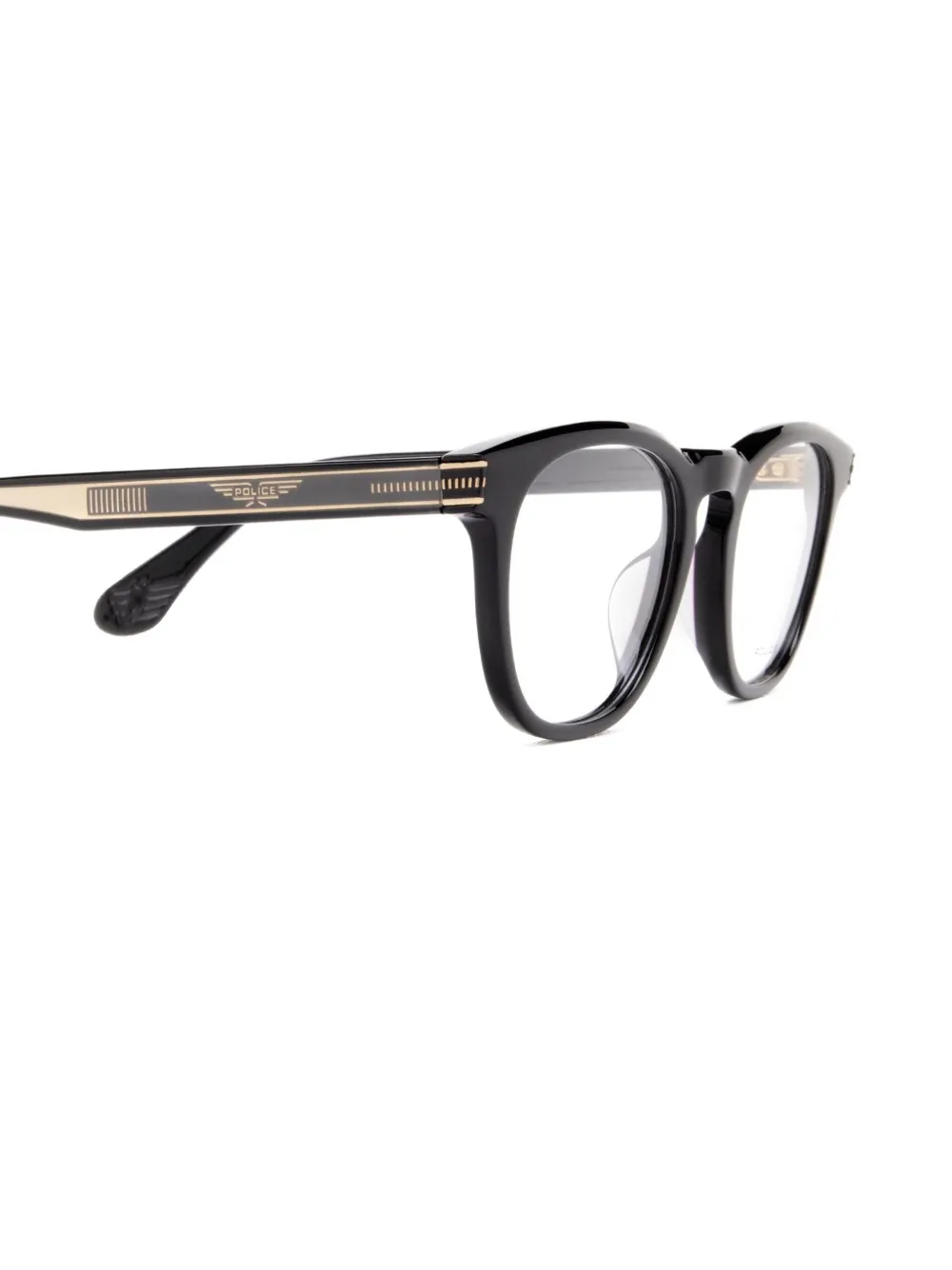  Police Round-frame Glasses - Black 