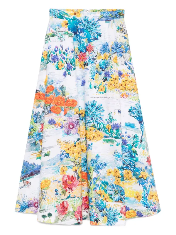 Mary Katrantzou Floral-print Skirt in White