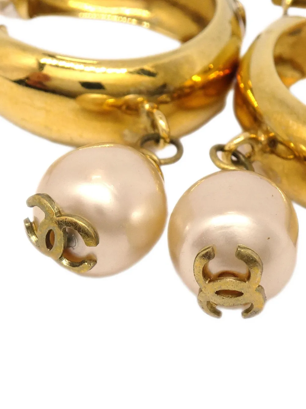 Pre-owned Chanel 1993 Faux-pearl Dangle Earrings