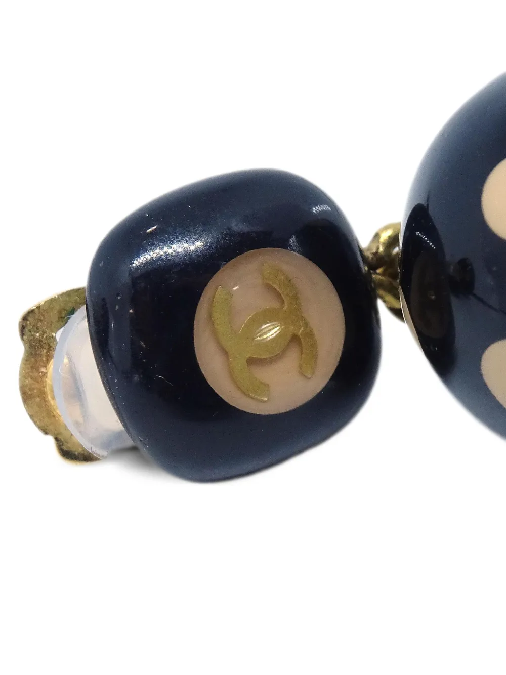 Pre-owned Chanel 2000s Polka-dot Dangle Earrings
