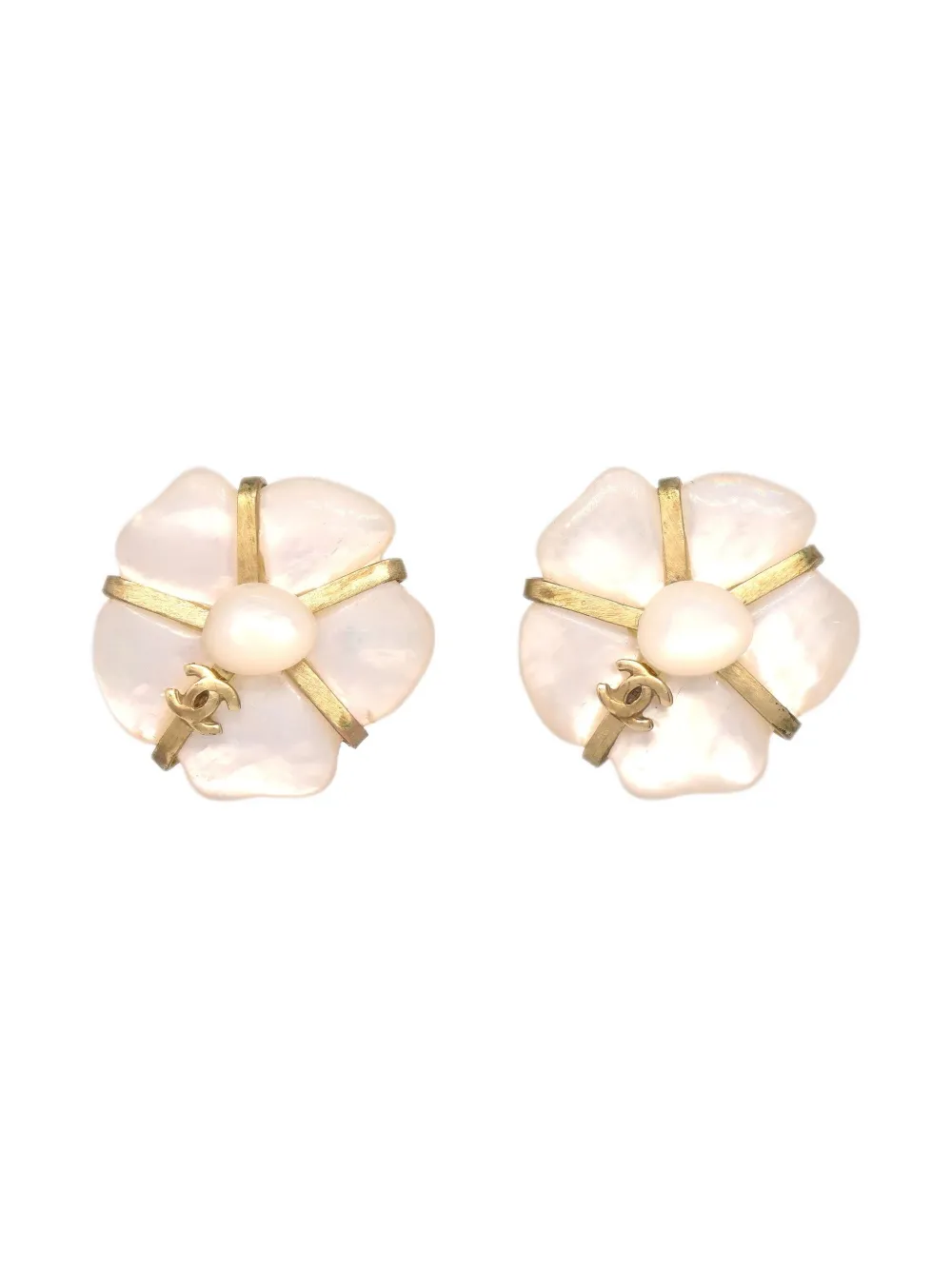 CHANEL Pre-Owned 2001 Flower ピアス - ゴールドトーン CHANEL Pre-Owned 2001 Flower ピアス - ゴールドトーン