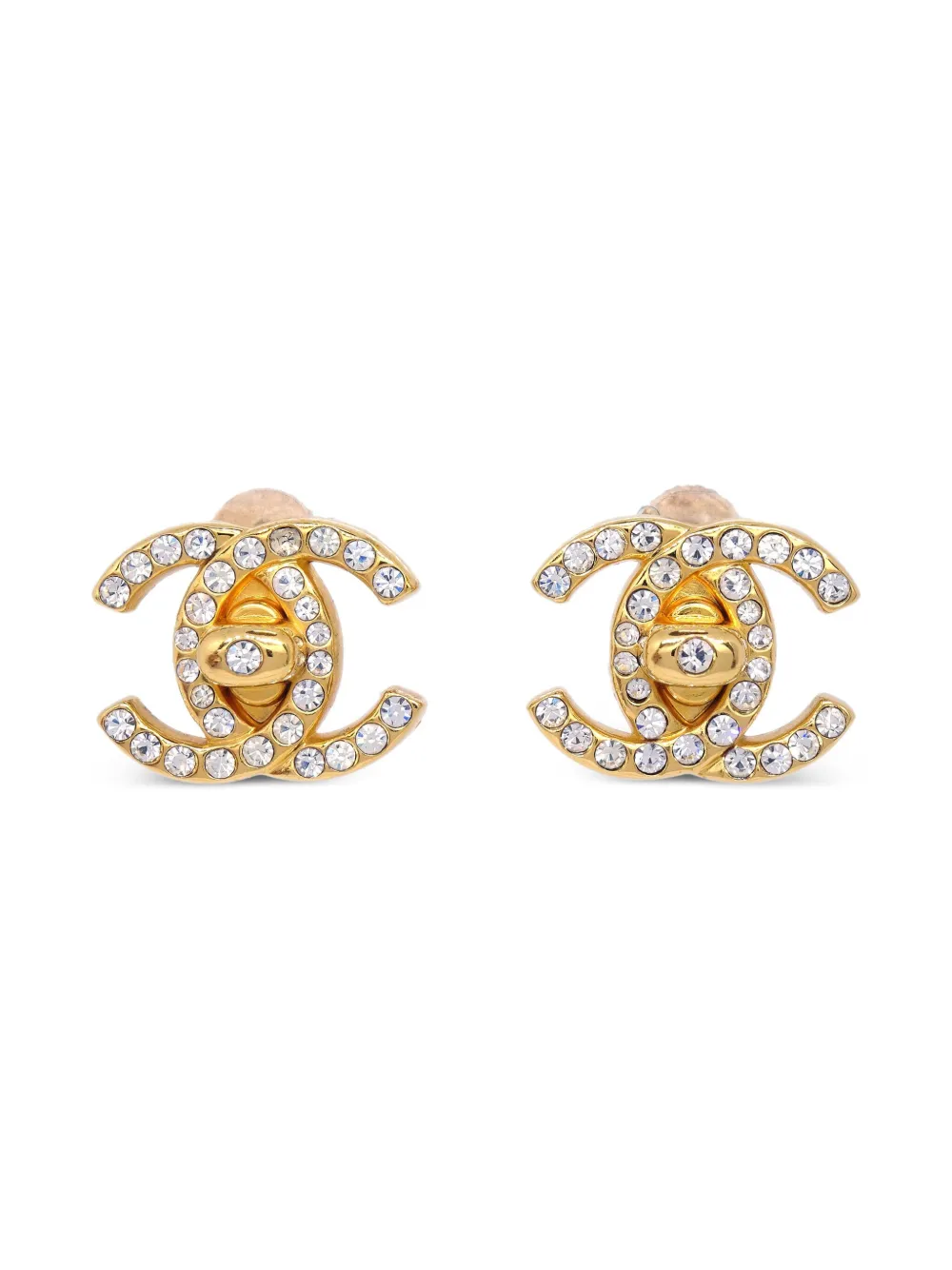 CHANEL Pre-Owned 1996 crystal-embellished earrings | Gold | Image 1