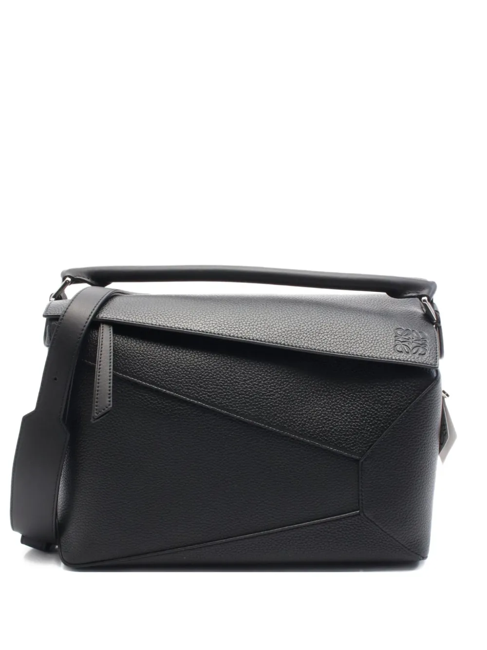 Loewe Pre-Owned 2020s パズル エッジ レザーショルダーバッグ L - BLACK Loewe Pre-Owned 2020s パズル エッジ レザーショルダーバッグ L - BLACK