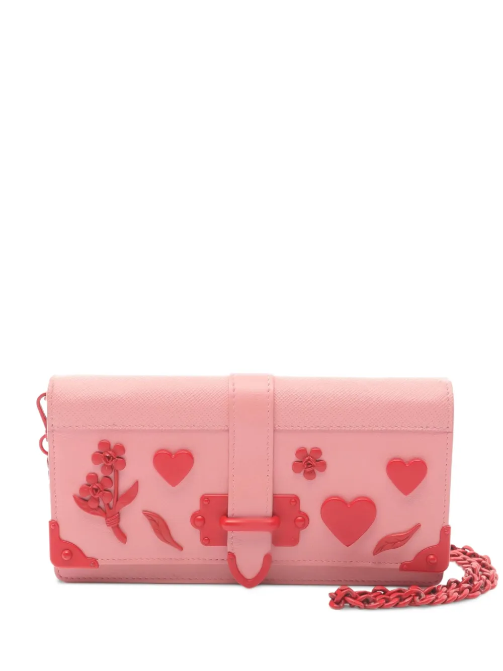 Prada Pre-Owned 2000s City heart appliqué clutch bag | Pink | Image 1