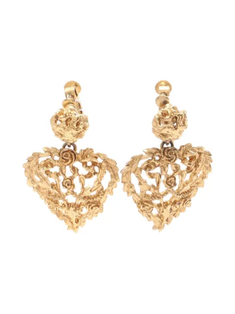 Saint Laurent Pre-Owned pendientes con logo grabado 2000