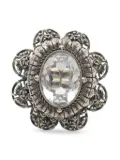 Alexander McQueen Pre-Owned 2010s flower crystal ring - Silver